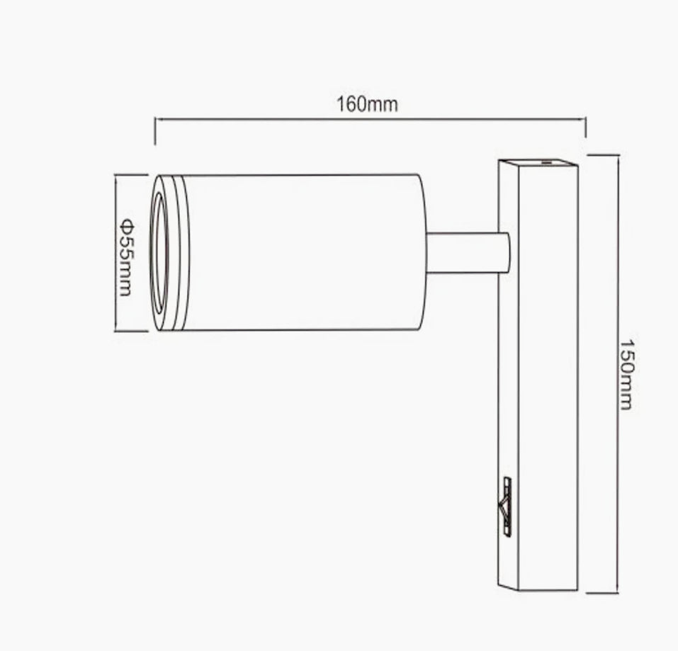 Applique orientabile per muro con interruttore ON/OFF – Attacco GU10 - ambraled
