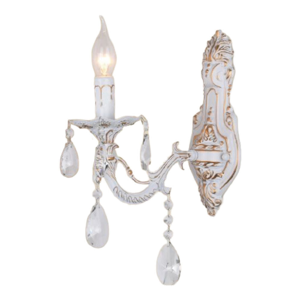 Applique candelabro retrò con pendenti – 1 o 2 bracci, attacco E14 - ambraled