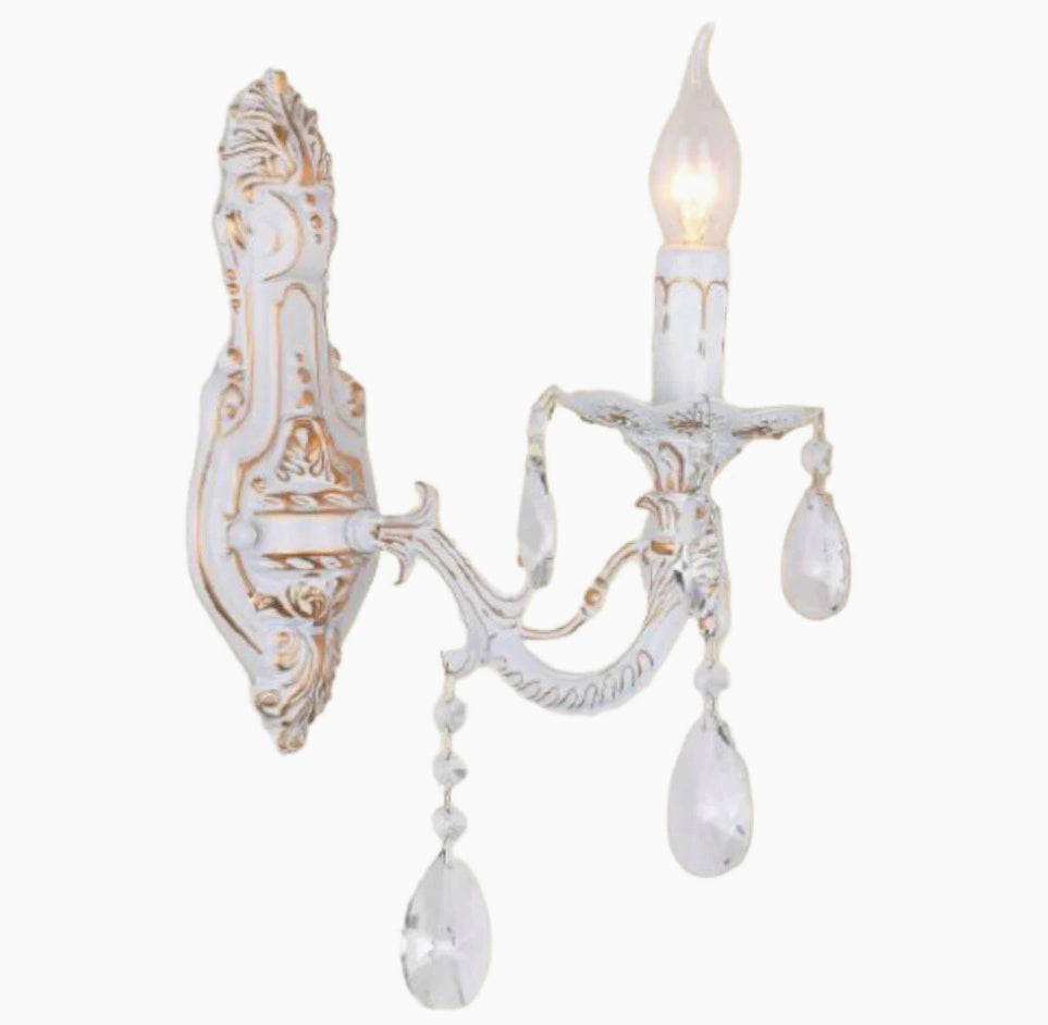 Applique candelabro retrò con pendenti – 1 o 2 bracci, attacco E14 - ambraled