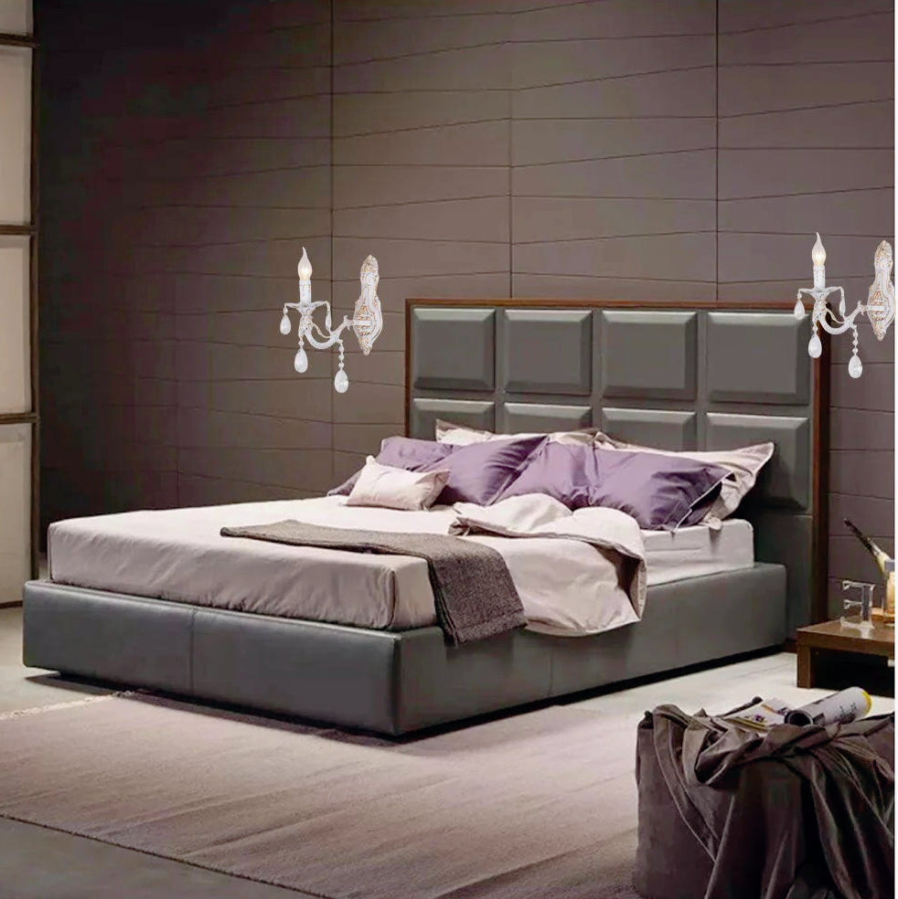 Applique candelabro retrò con pendenti – 1 o 2 bracci, attacco E14 - ambraled