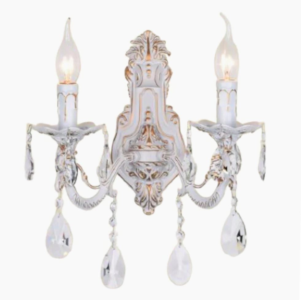 Applique candelabro retrò con pendenti – 1 o 2 bracci, attacco E14 - ambraled