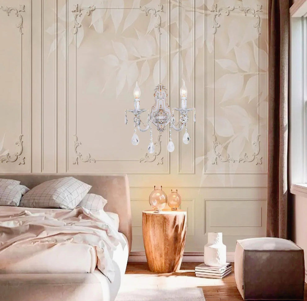 Applique candelabro retrò con pendenti – 1 o 2 bracci, attacco E14 - ambraled