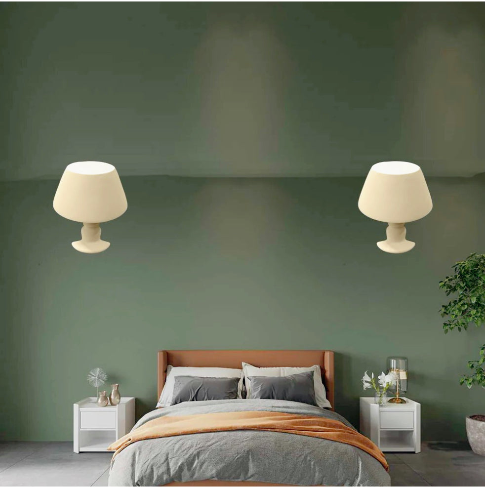 Applique in gesso a forma di lume – Lampada muro verniciabile con attacco E14 - ambraled