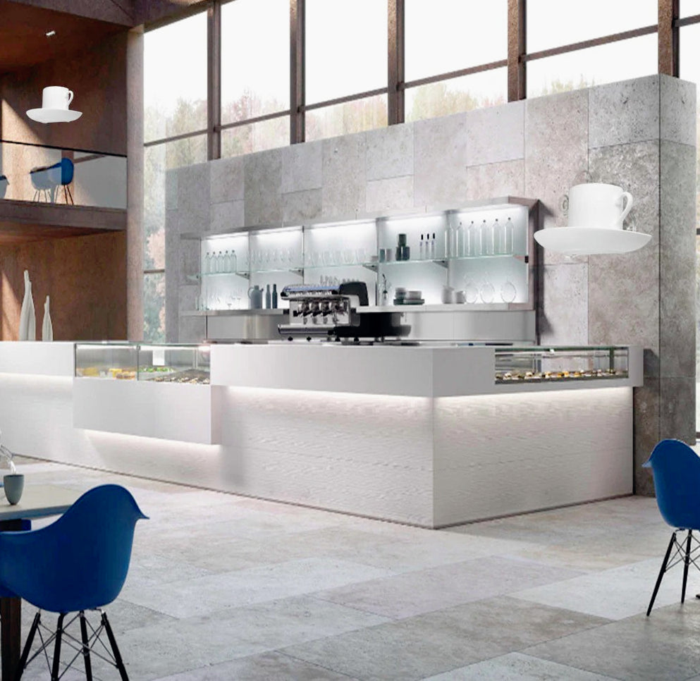 Applique in gesso a forma di tazza da caffè – Lampada muro verniciabile con attacco G9 - ambraled