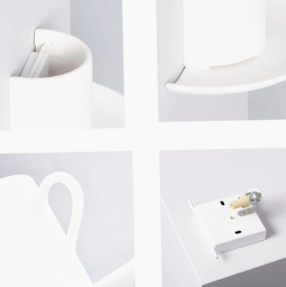 Applique in gesso a forma di tazza da caffè – Lampada muro verniciabile con attacco G9 - ambraled
