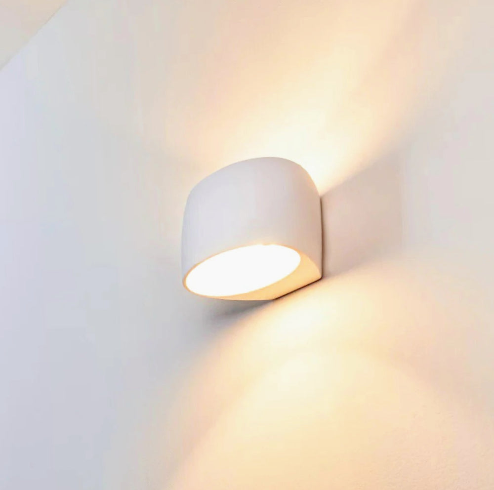 Applique in gesso ovale verniciabile – Doppia emissione di luce con attacco G9 - ambraled