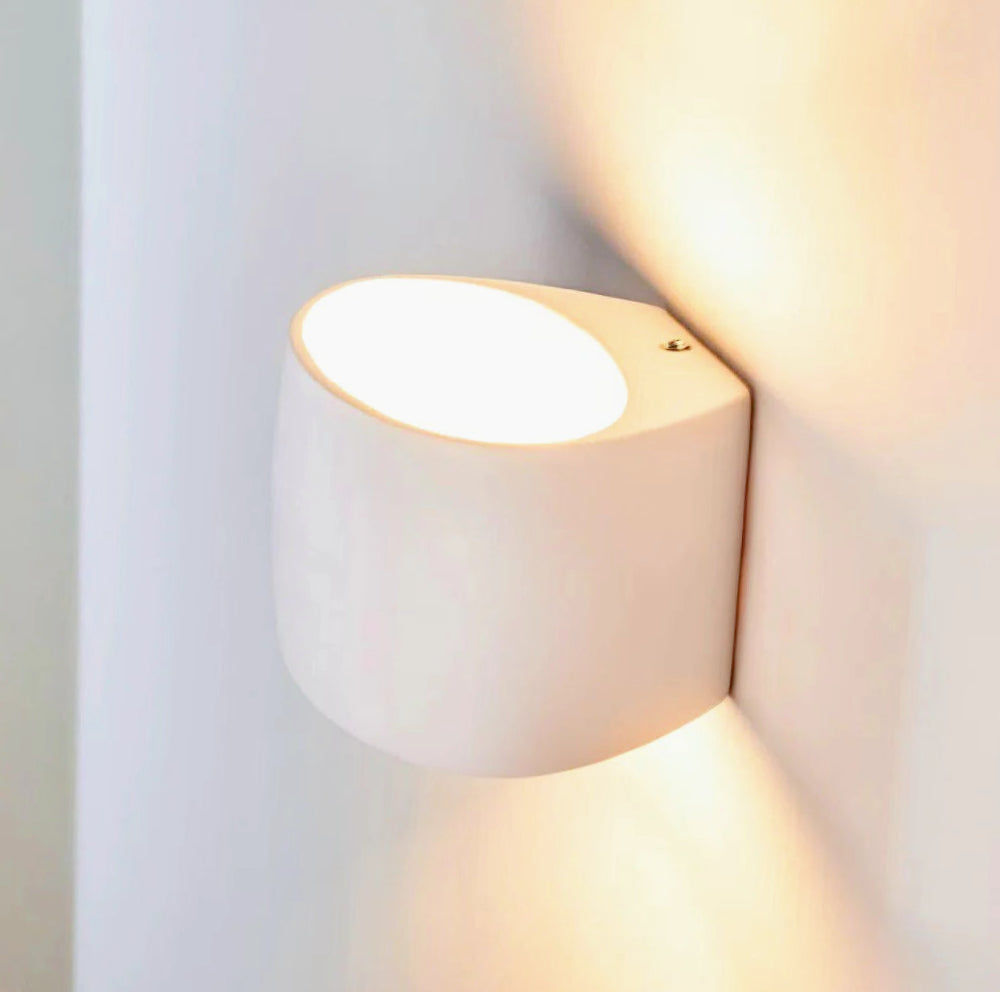 Applique in gesso ovale verniciabile – Doppia emissione di luce con attacco G9 - ambraled