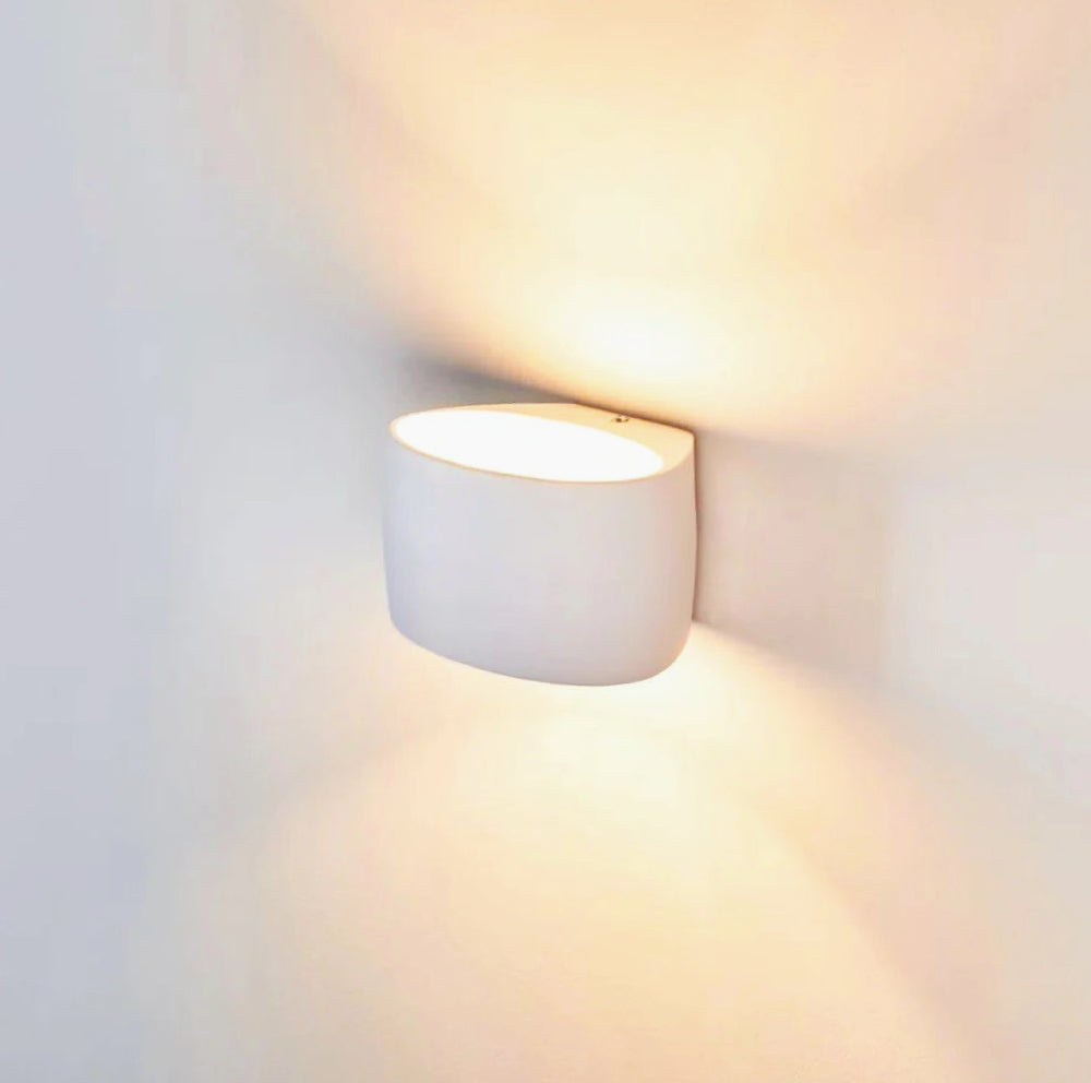 Applique in gesso ovale verniciabile – Doppia emissione di luce con attacco G9 - ambraled