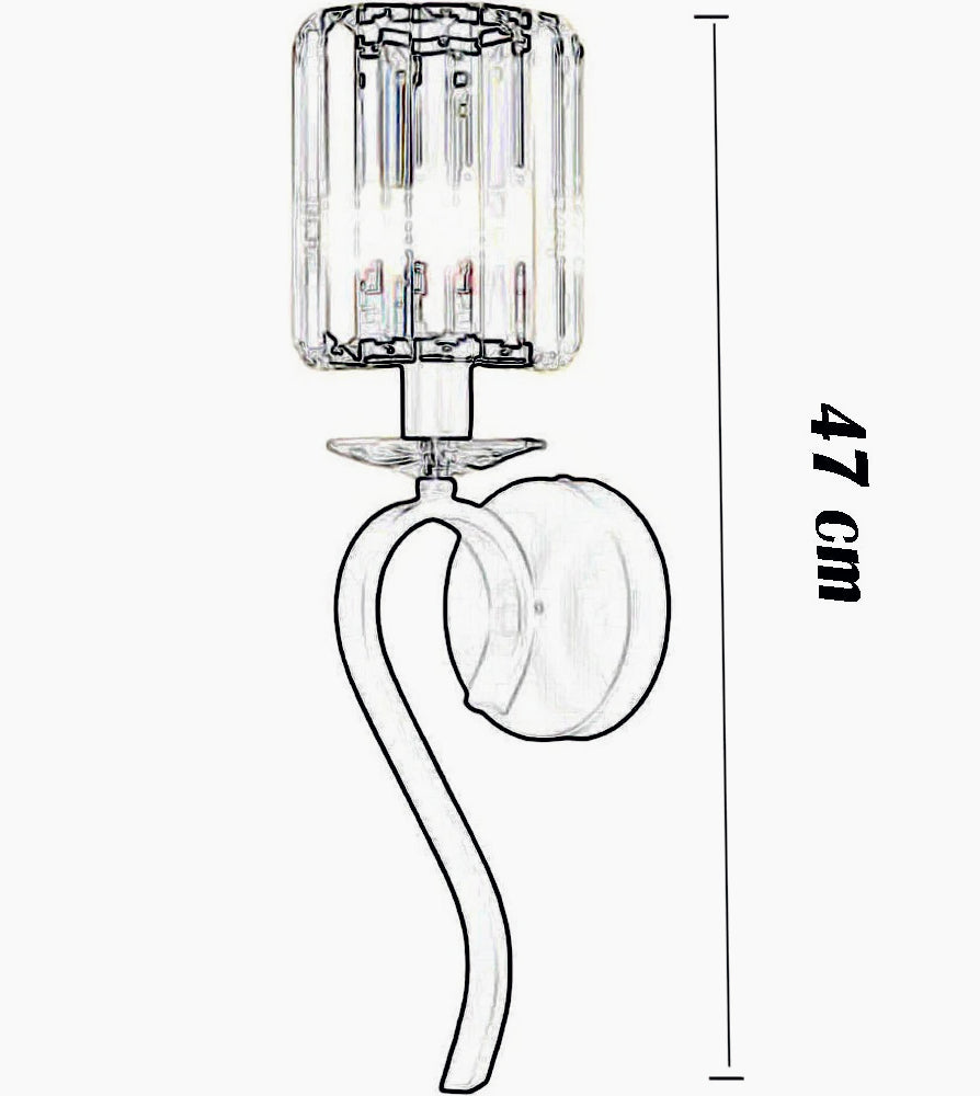 Applique in metallo nero per parete con paralume in vetro – Attacco E14 - ambraled