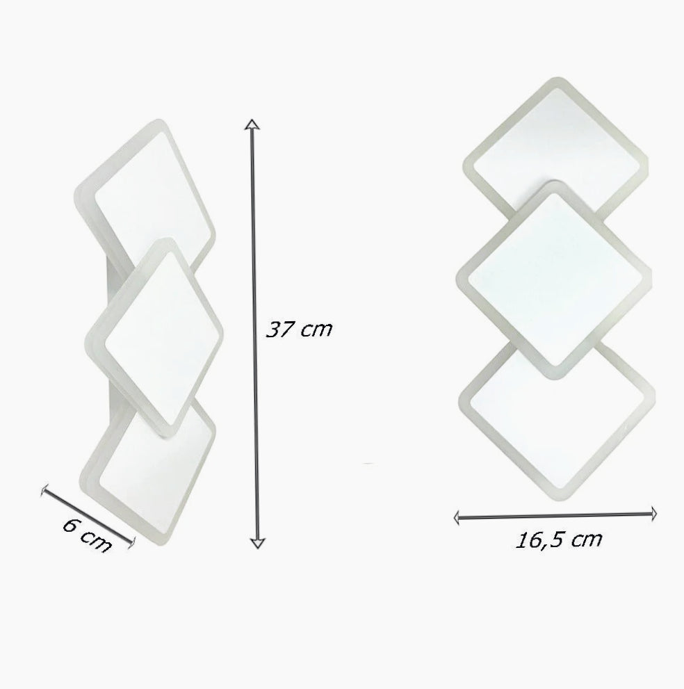 Applique LED a 3 rombi 14W – Lampada murale con 3 colorazioni di luce - ambraled