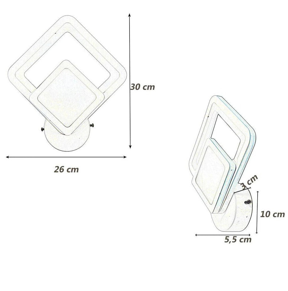 Applique LED moderna a rombo 12W – CCT, tre colorazioni di luce - ambraled