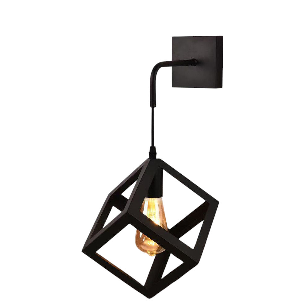Applique da parete pendente a forma di cubo 3D – Stile minimal, attacco E27 - ambraled
