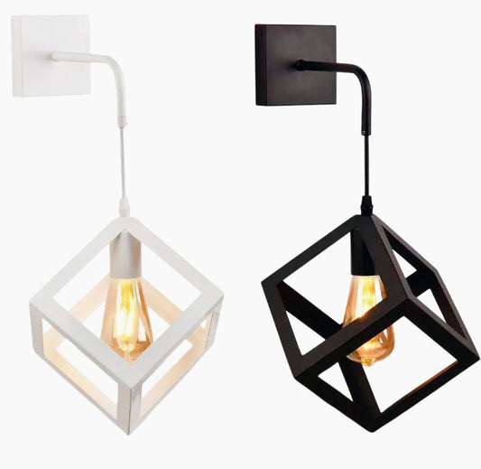 Applique da parete pendente a forma di cubo 3D – Stile minimal, attacco E27 - ambraled