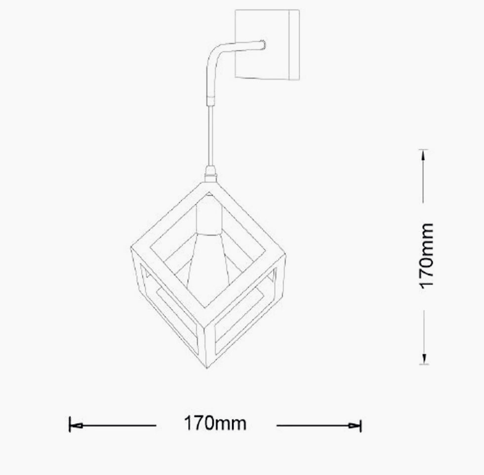 Applique da parete pendente a forma di cubo 3D – Stile minimal, attacco E27 - ambraled