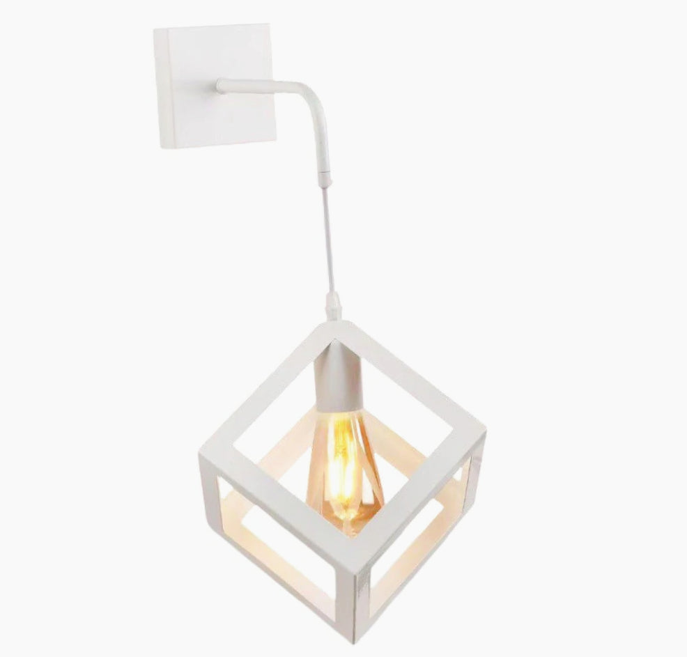 Applique da parete pendente a forma di cubo 3D – Stile minimal, attacco E27 - ambraled