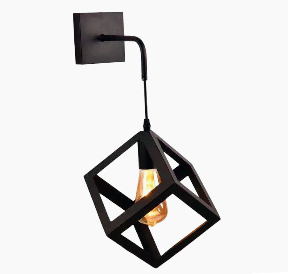 Applique da parete pendente a forma di cubo 3D – Stile minimal, attacco E27 - ambraled