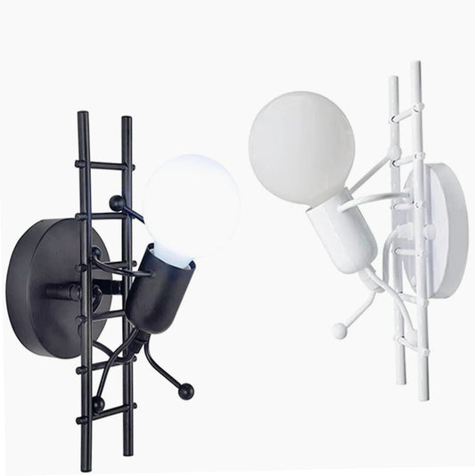 Applique decorativa a parete – Omino sulla scala in metallo, lampadina E27 - ambraled