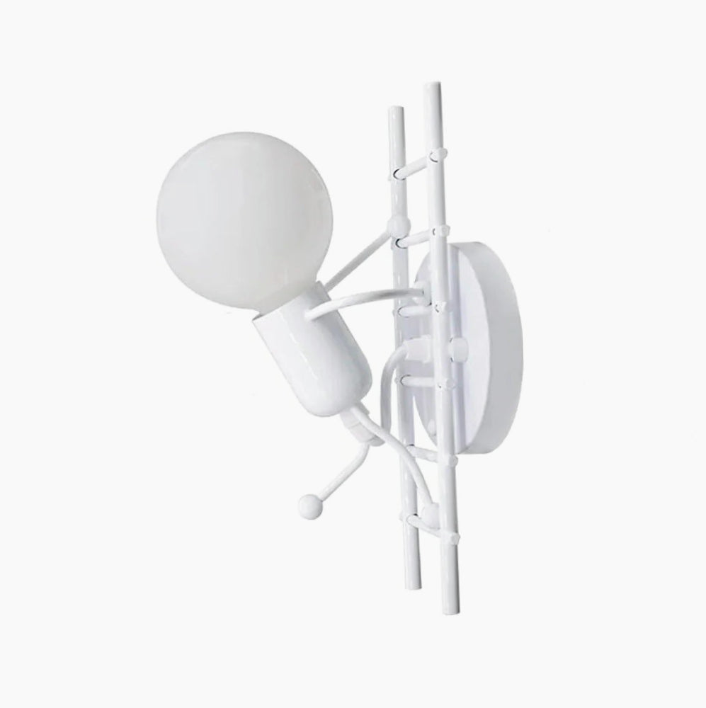 Applique decorativa a parete – Omino sulla scala in metallo, lampadina E27 - ambraled