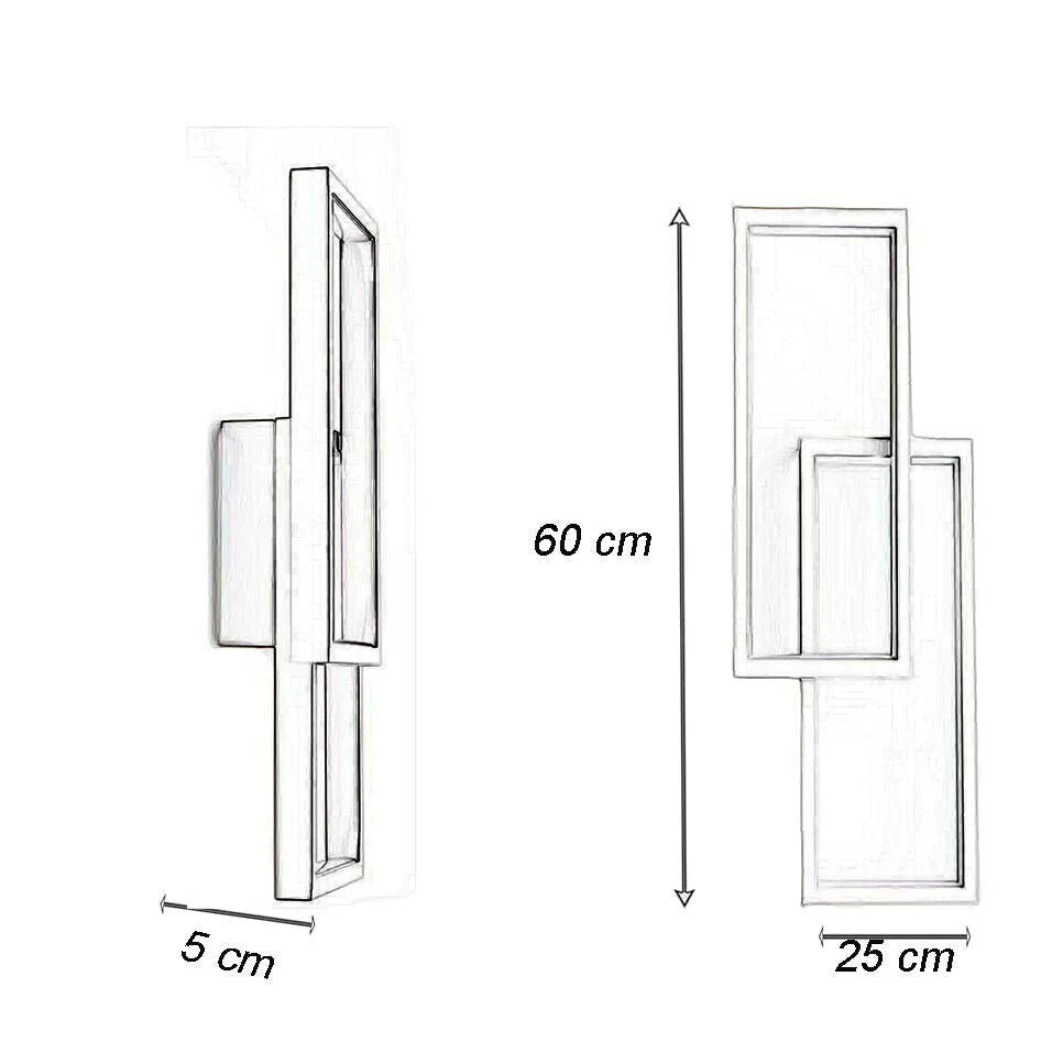 Applique doppio rettangolare 32W – 3 temperature di luce (bianco o nero) - ambraled