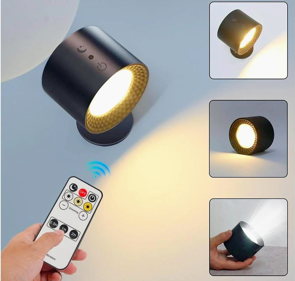 Applique LED touch con telecomando ricaricabile – 3 colori luce, orientabile - ambraled