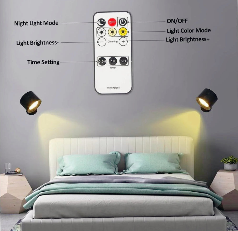 Applique LED touch con telecomando ricaricabile – 3 colori luce, orientabile - ambraled