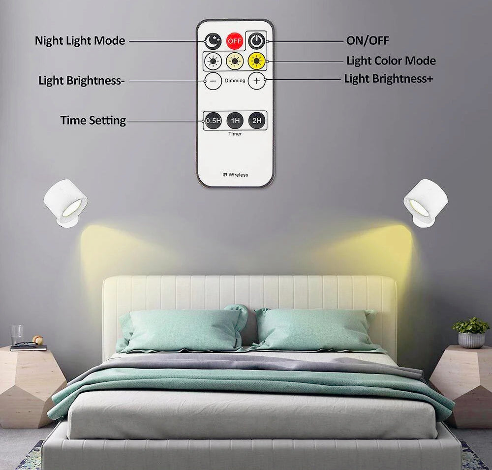 Applique LED touch con telecomando ricaricabile – 3 colori luce, orientabile - ambraled