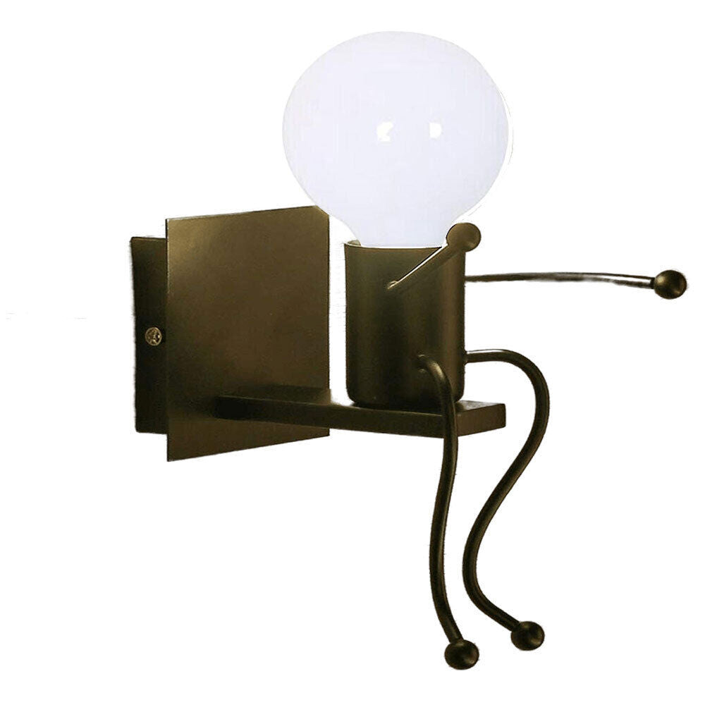 Applique decorativa a forma di omino in metallo per parete – Attacco E27 - ambraled