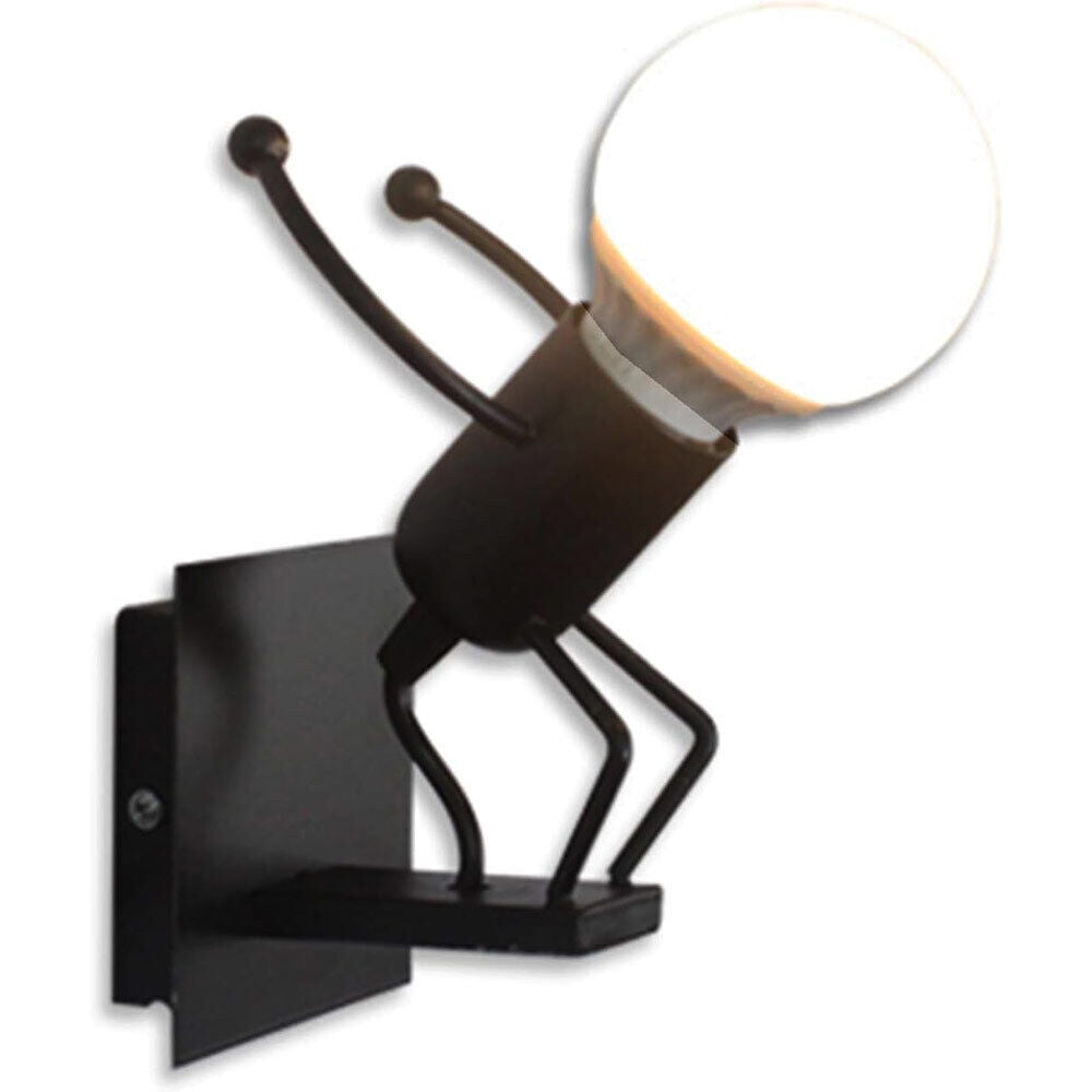 Applique decorativa a forma di omino in metallo per parete – Attacco E27 - ambraled