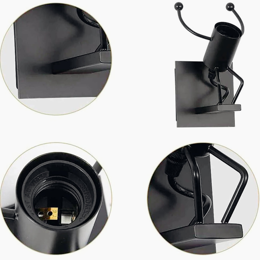 Applique decorativa a forma di omino in metallo per parete – Attacco E27 - ambraled