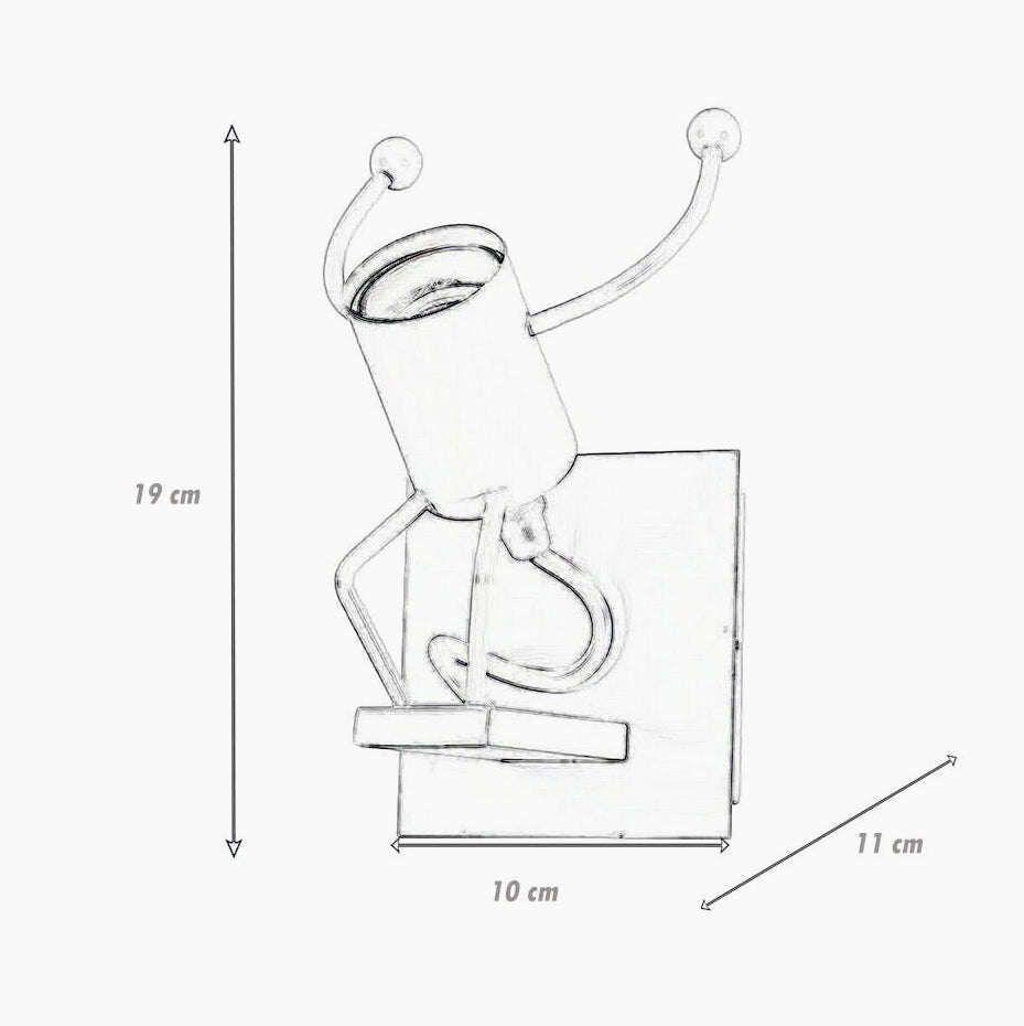 Applique decorativa a forma di omino in metallo per parete – Attacco E27 - ambraled