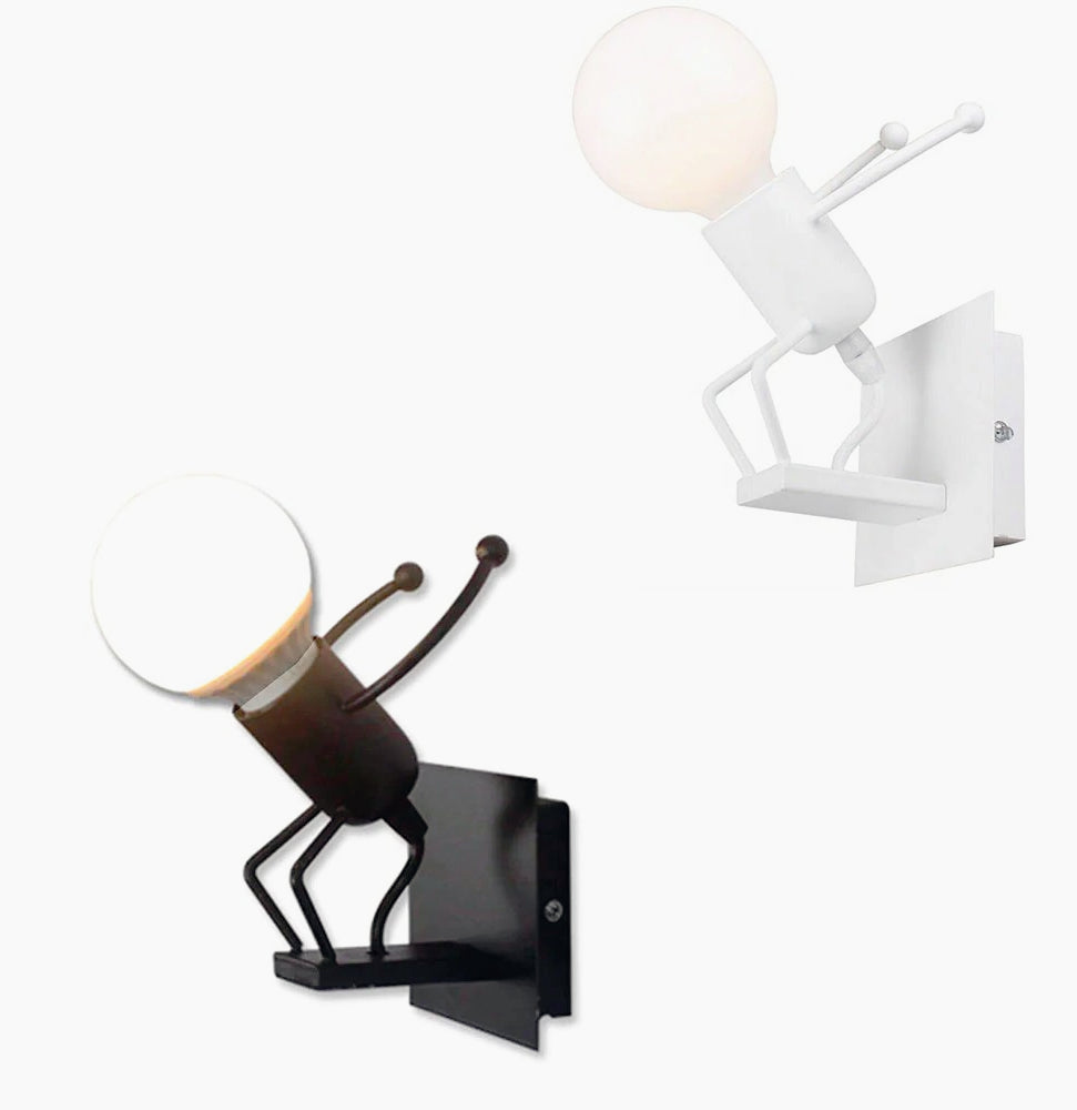 Applique decorativa a forma di omino in metallo per parete – Attacco E27 - ambraled