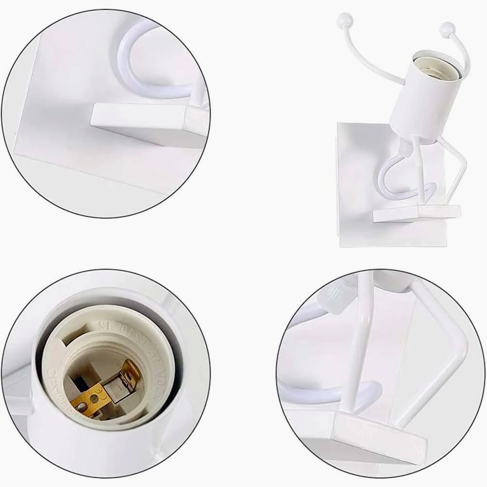 Applique decorativa a forma di omino in metallo per parete – Attacco E27 - ambraled