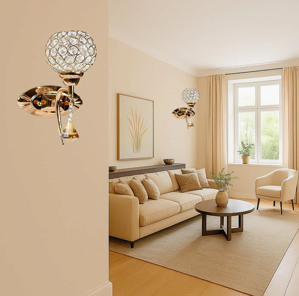 Applique moderna a forma di onda in cristalli acrilici – 1 pendente, attacco G9 - ambraled