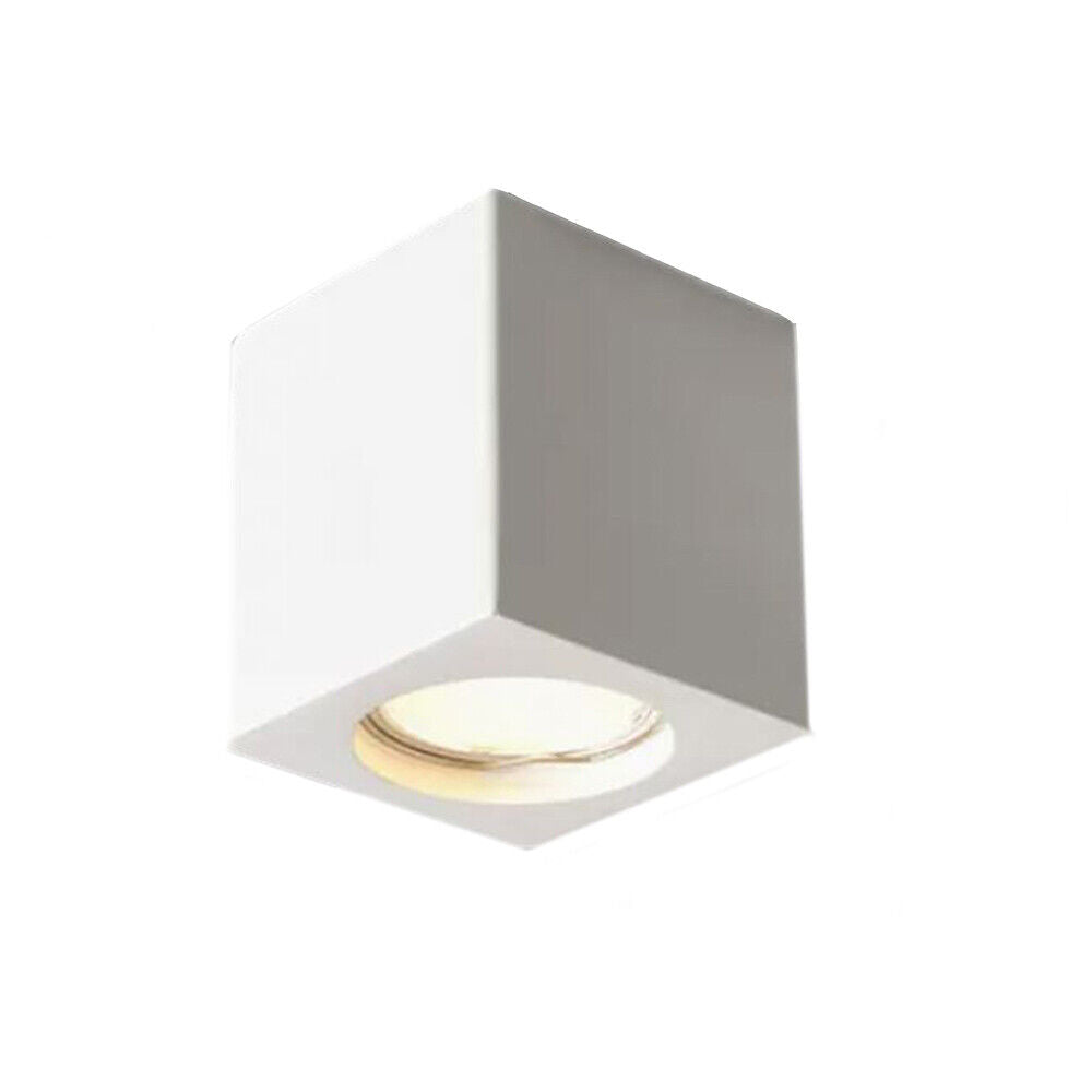 Applique soffitto in gesso verniciabile – Forma cilindrica o cubica, supporto GU10, misure 9x7 cm - ambraled