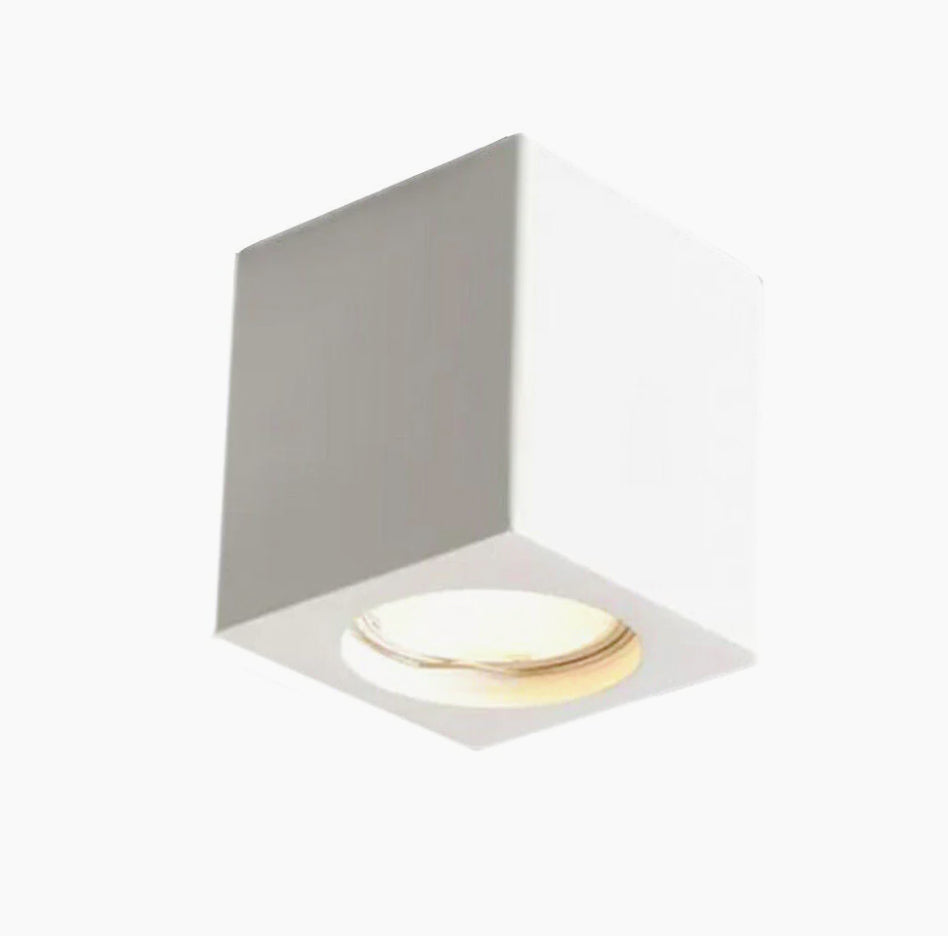 Applique soffitto in gesso verniciabile – Forma cilindrica o cubica, supporto GU10, misure 9x7 cm - ambraled