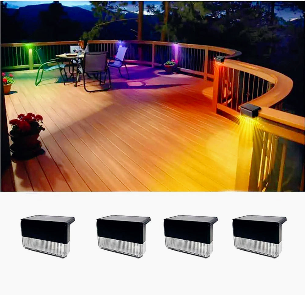 4 Luci Solari da Giardino LED con Pannello Solare – Luce Calda 3000K + RGB - ambraled