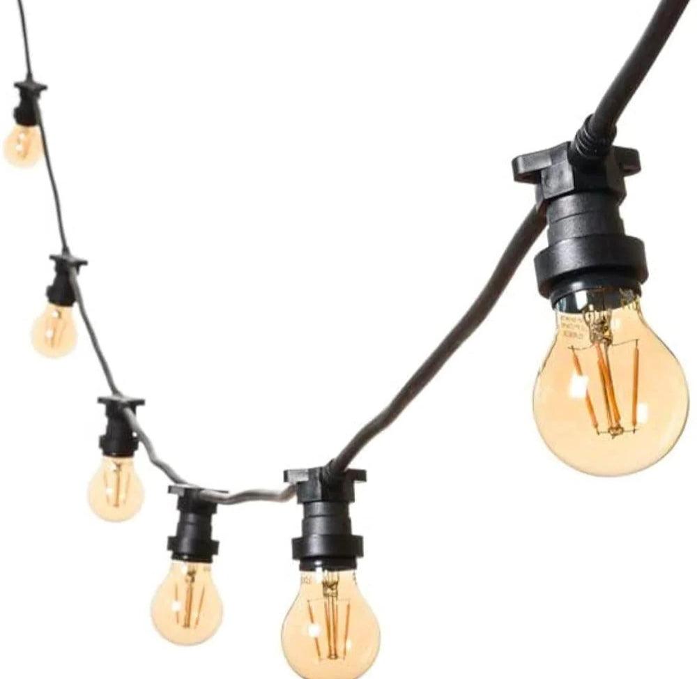 Catena luminosa 15m – 15 E27, IP54, prolungabile - ambraled