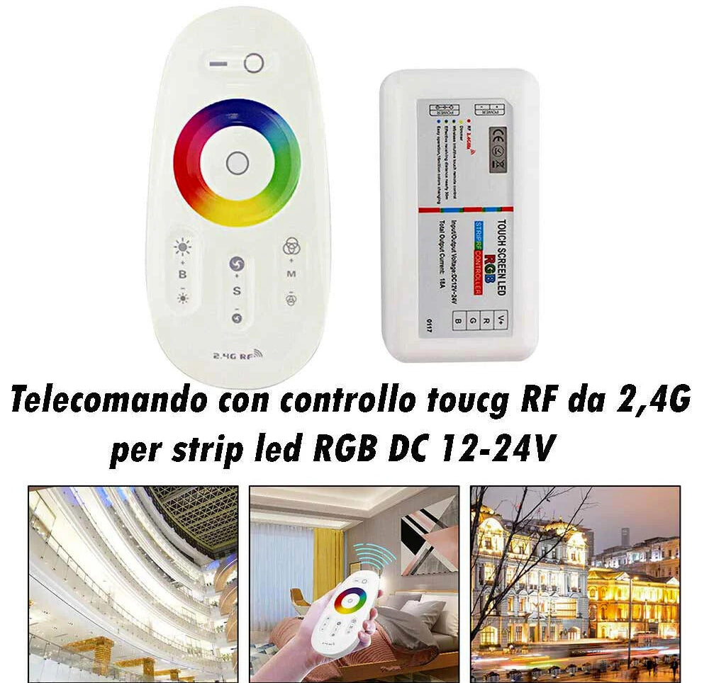 Controller RF 2.4GHz touch – Strip LED RGB DC12/24V + telecomando - ambraled