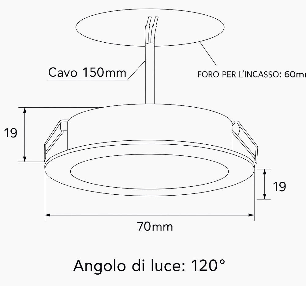 Faretto incasso 3W – per cappa/mensola/armadio 3000K/4000K/6500K - ambraled