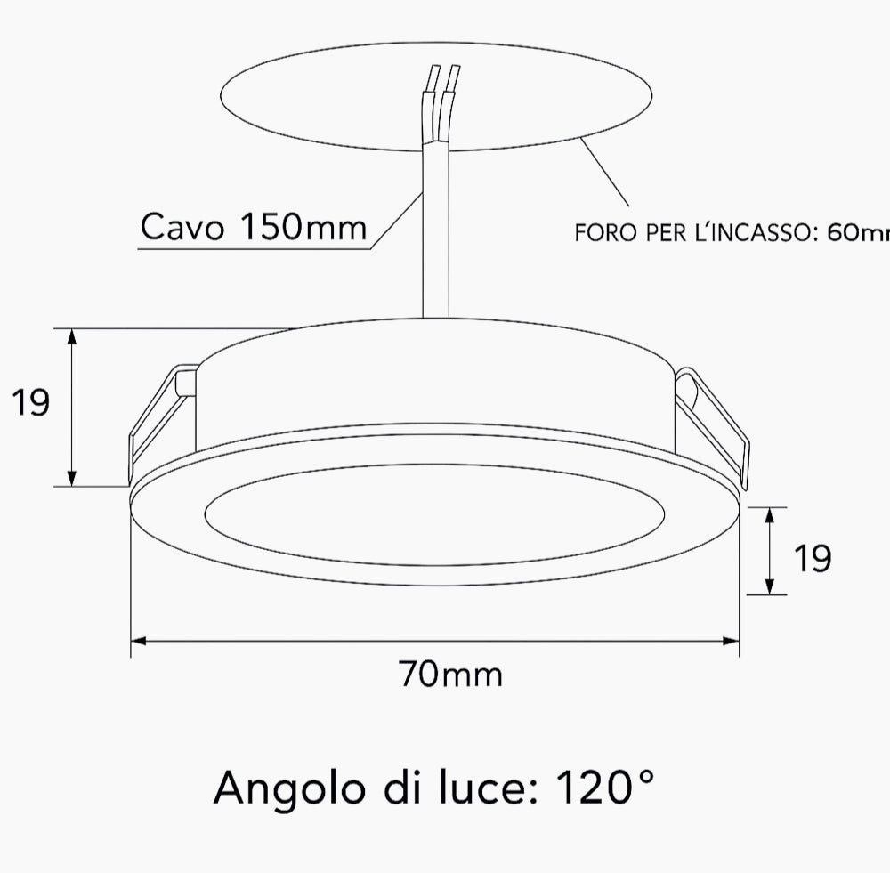 Faretto LED incasso 3W – rotondo bianco 3000K/4000K/6500K - ambraled