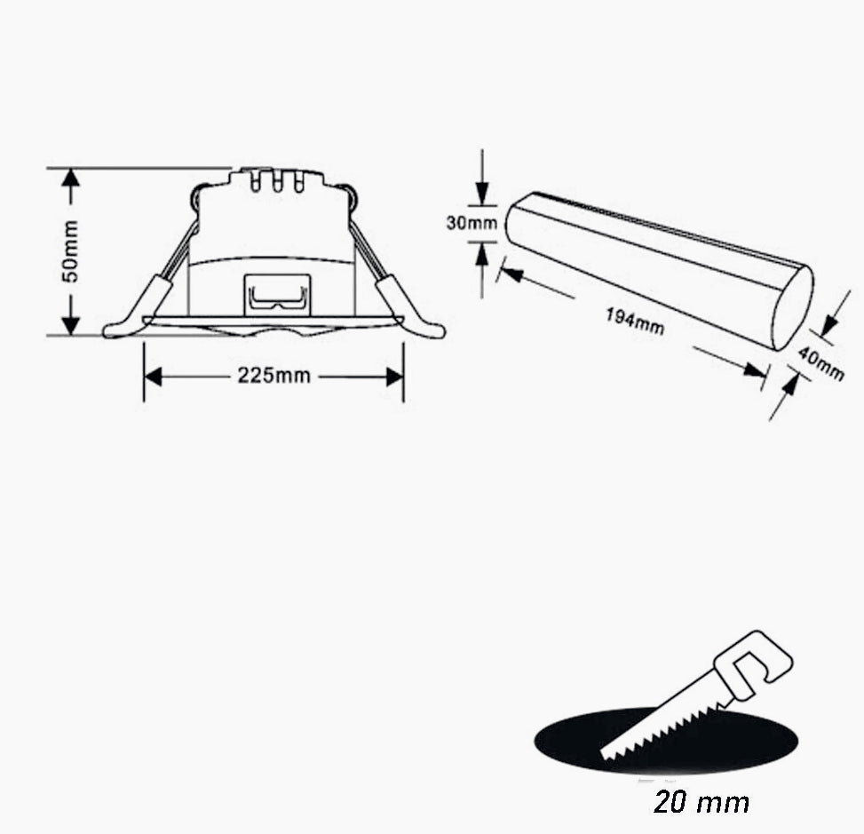 Faretto di emergenza incasso 3W – 1LED COB 6500K anti blackout - ambraled