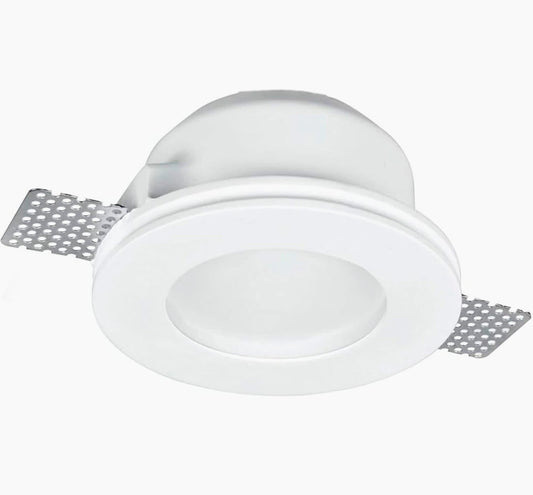 Portafaretto incasso in gesso – Scomparsa tonda con vetrino, compatibile GU10 / MR16 - ambraled