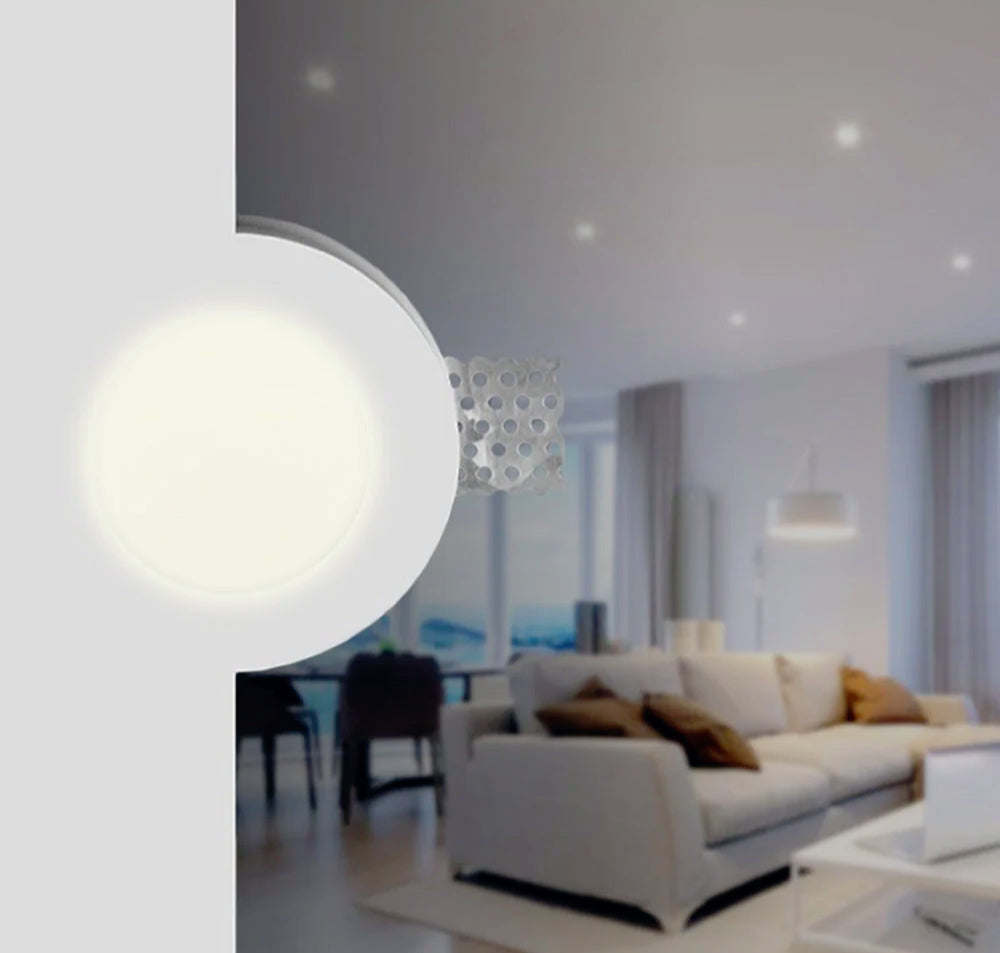 Portafaretto incasso in gesso – Scomparsa tonda con vetrino, compatibile GU10 / MR16 - ambraled