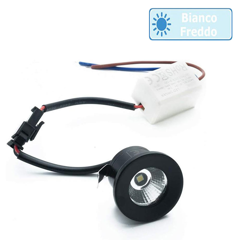 Faretto LED COB incasso 1W – mini spot 3000K/4000K/6500K tondo - ambraled