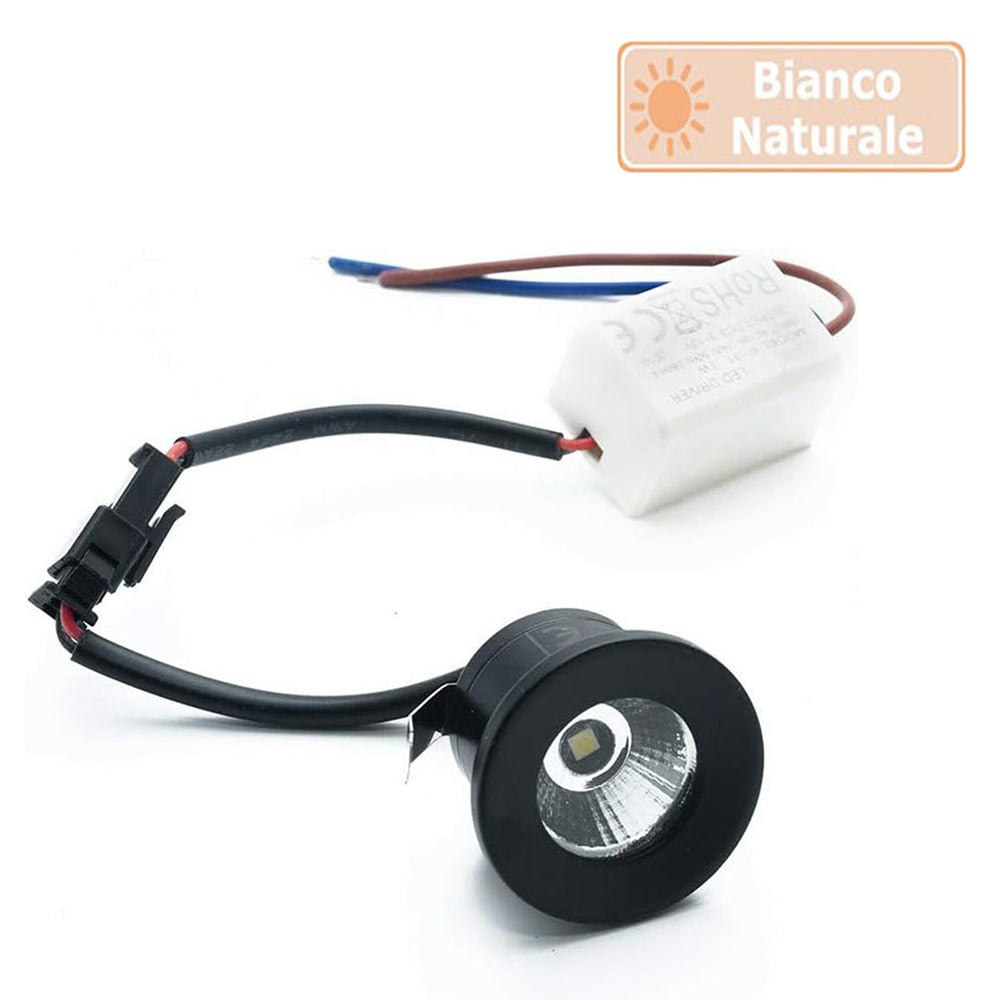 Faretto LED COB incasso 1W – mini spot 3000K/4000K/6500K tondo - ambraled