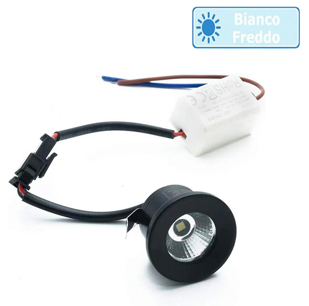 Faretto LED COB incasso 1W – mini spot 3000K/4000K/6500K tondo - ambraled