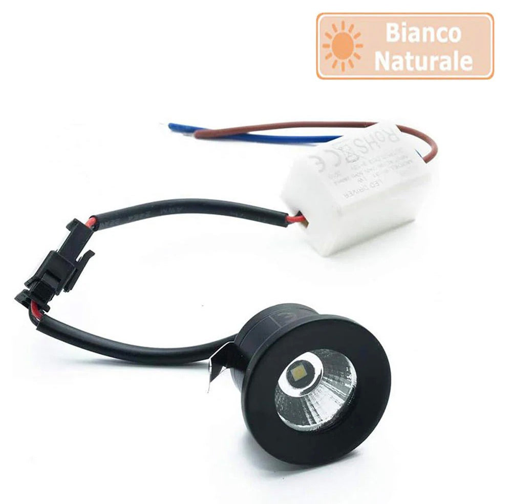 Faretto LED COB incasso 1W – mini spot 3000K/4000K/6500K tondo - ambraled