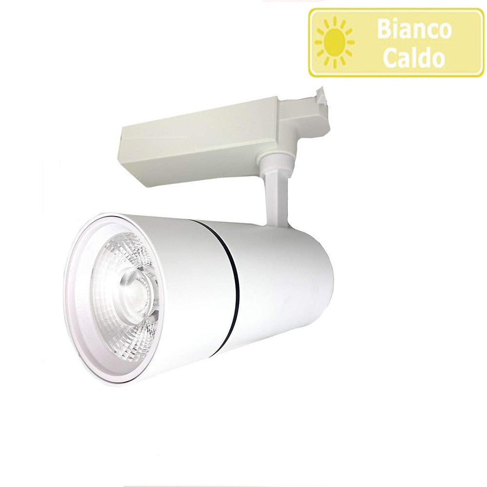 Faretto binario LED COB 30W – 6500K/4000K/3000K scocca bianca IP - ambraled
