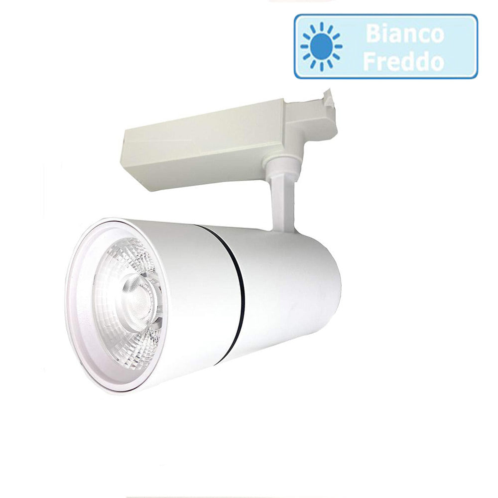 Faretto binario LED COB 30W – 6500K/4000K/3000K scocca bianca IP - ambraled