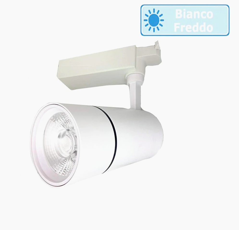Faretto binario LED COB 30W – 6500K/4000K/3000K scocca bianca IP - ambraled